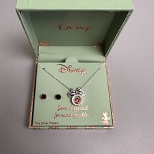 Disney Silver Plated Necklace and Earring Gift Set Ruby Red Minnie Mouse sparkle