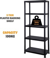 5 Tier Plastic Shelving Unit Storage Racking Shelves Home Garden Garage Shed