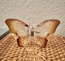 Butterfly Claw Clip Hair Accessory for Women, Clear Brown Plastic