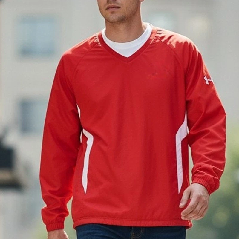 UNDER ARMOUR Baseball Jacket Windbreaker Pullover Gamer Top Mesh lined V-Neck M