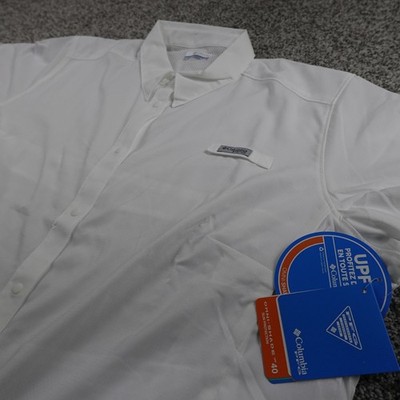 Columbia Shirt Womens 2X White PFG Tamiami II Fishing UPF Omni Shade Button Up