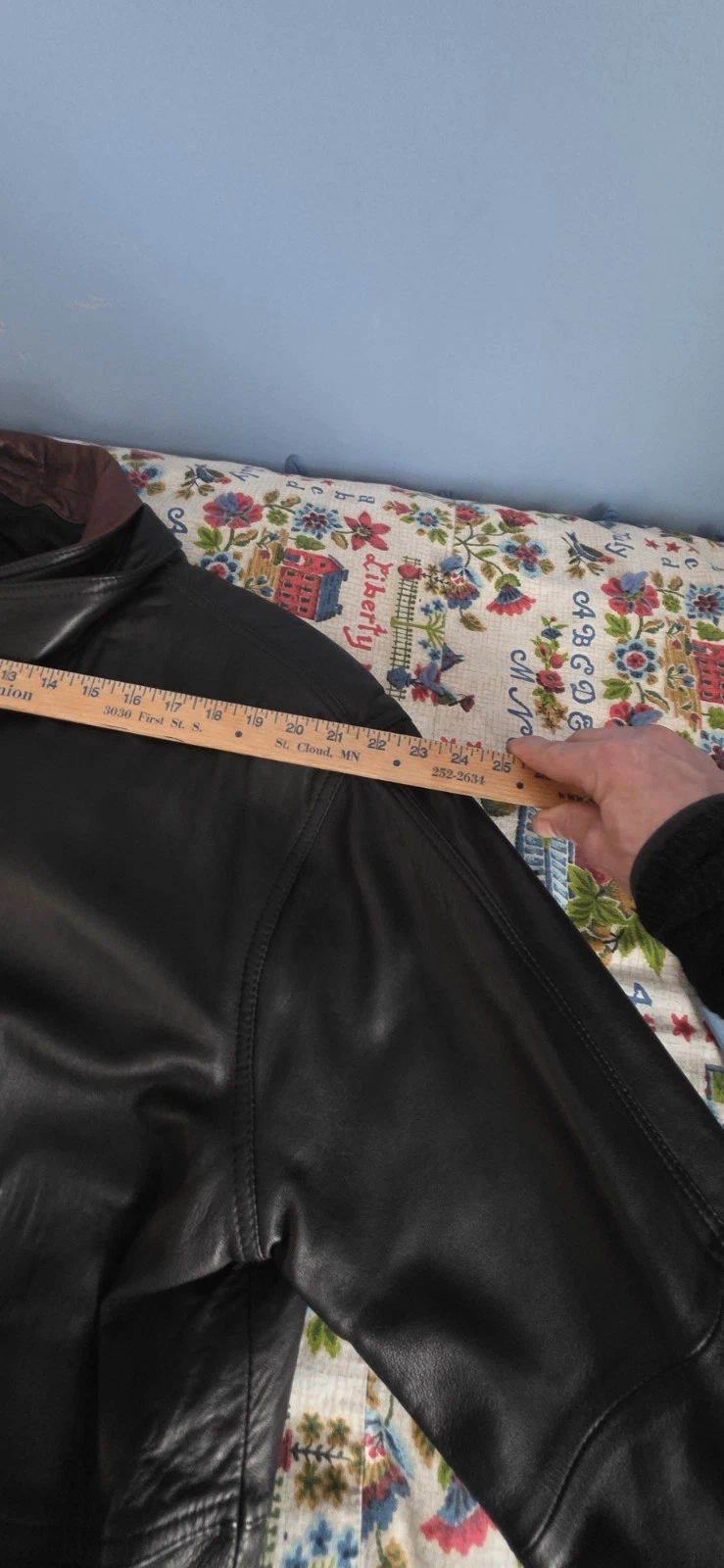 “Men’s Remy Leather Bomber Jacket Double Collar Brown Size 46 Vintage Style” - product detail image 12