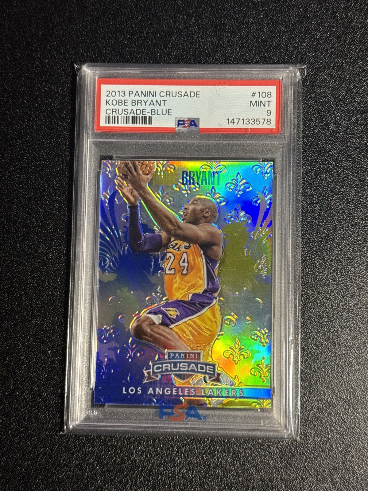 2013 Panini Crusade Kobe Bryant Crusade Blue Prizm PSA 9 #108 Lakers view 1