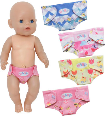 Puppenwindeln Set 4 Stück verstellbar mit Motiven für 30-45 cm Puppen
