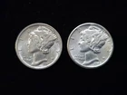 1937-D & 1942-D Mercury Silver Dimes Uncirculated NICE!