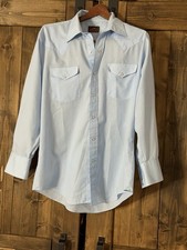 Vintage Western Fashions Pearl Snap Shirt M Light Blue Thin