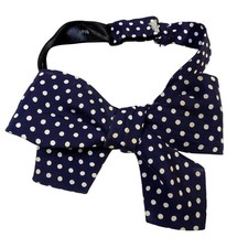 Vintage Navy Blue Polka Dot Bow Tie Adjustable READ