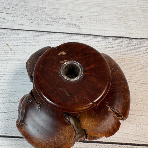 Vintage Manzanita BurlWood Bud Vase with Glass Insert Art Decor 3.25" Decor - Picture 4 of 7