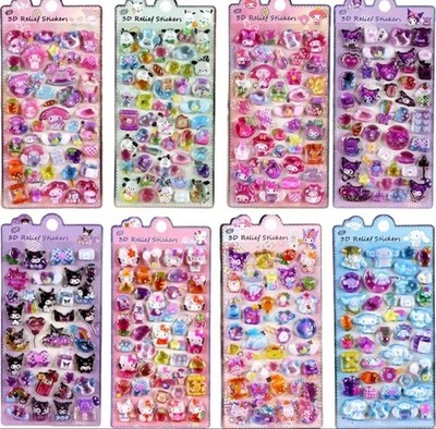 Sanrio Bonbon Drop Style 3D Puffy Aufkleber 8 Blatt Set Kuromi Cinnamoroll Kitty