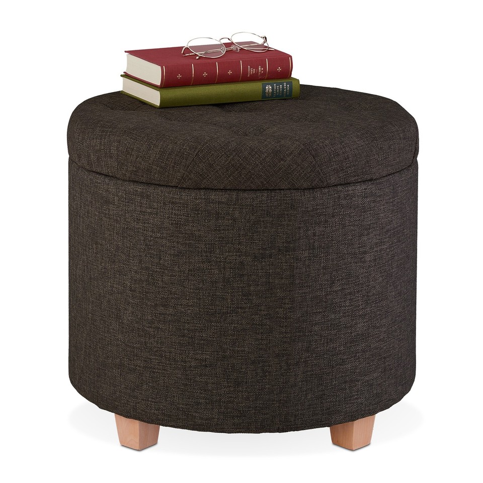 Pouf de rangement tabouret rembourré ottoman multifonction 40 L 100 kg