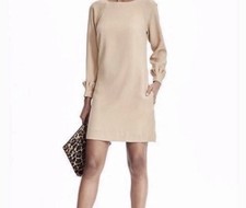 Banana Republic Elegant Ruffle Cuff Sleeve Peach Dress - 0