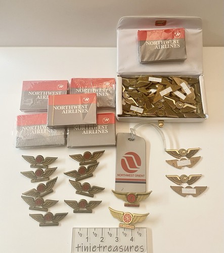 Vtg Sun Country NW Airlines Lot of 100+ Lapel Pins/Cards Badge Wings
