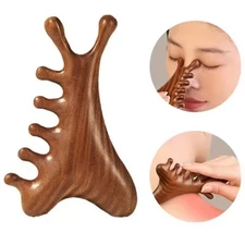 Sandalwood Meridian Massage Comb, Dolphin Head 5 Teeth Stress Relief Tool