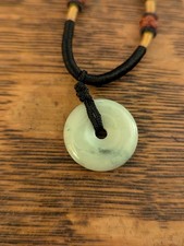 Hand Crafted Stone Pendant And Metal Medallion On Cord