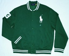 Polo Ralph Lauren Green Big Pony Logo Fleece Varsity Baseball Jacket Mens XL NWT