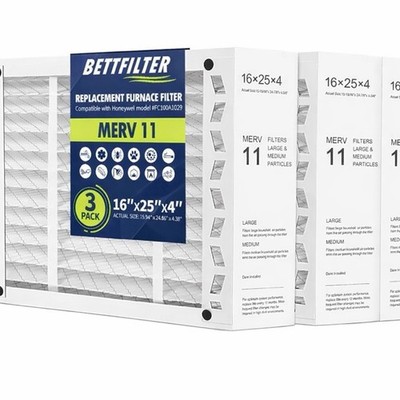 Bettfilter 16x25x4 Furnace Air Filter MERV 11 Honeywell FC100A1029 3 Pack