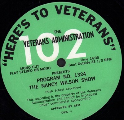 Nancy Wilson / Tommy Leonetti Veterans Administration LP vinyl USA Here's To