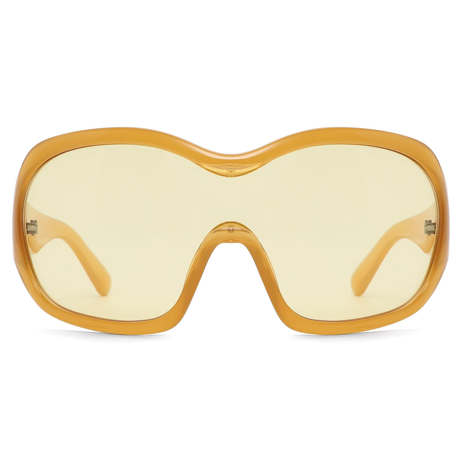 Trendy Oversized Wrap Sunglasses for Women & Men in Cool Concert Yellow