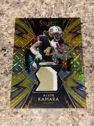 2020 Alvin Kamara Gold Prizm SSP #d /10 3clr Patch Select Sparks READ