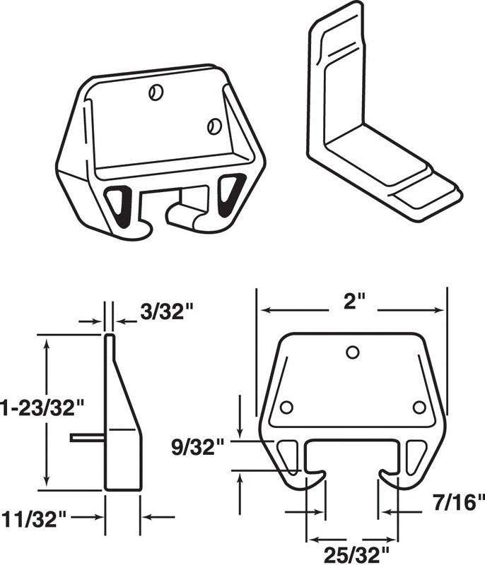 Prime-Line 22486 Plastic Drawer Track Guide for 9/32 x 3/4 i