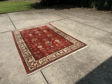 Beautiful Karastan English Manor Style William Morris Red Size 5’7” X 7 ‘ 11” .