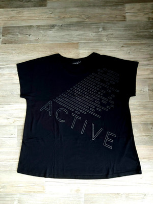 Sportshirt, Zizzi, T-Shirt, mit Aufdruck Active, Größe M ( 46/48 ), schwarz