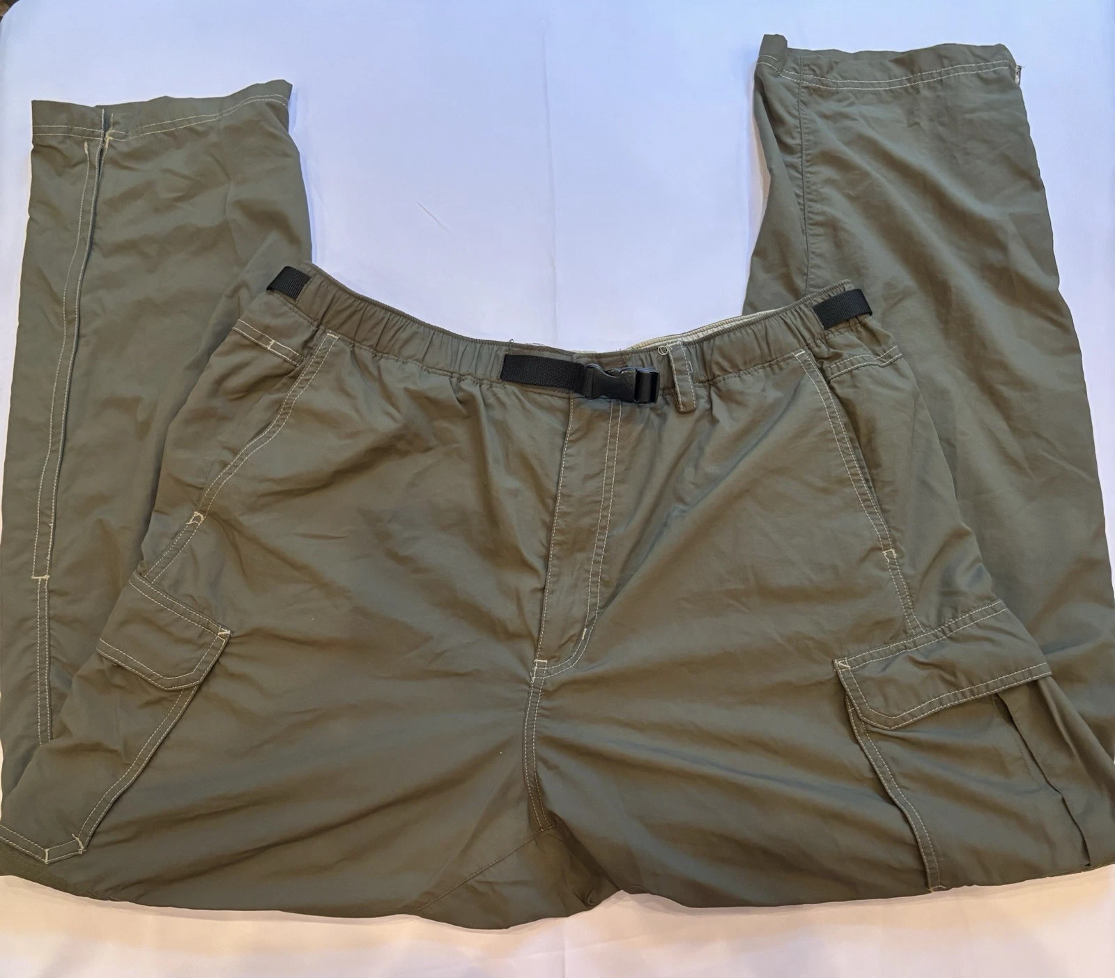 REI MENS XL Convertible Cargo Pants Khaki Beige Outdoor Hiking Nylon 32 Inseam