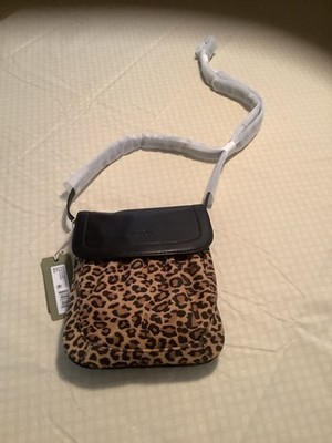American Leather Birch Slim Crossbody - Leopard/Brown