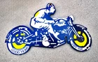 LARGE VINTAGE GOODYEAR PORCELAIN SIGN OLD MOTORCYCLE TIRE GASOLINE STORE 20"