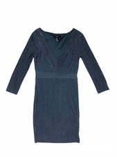 Forever 21 Grey Metallic Long Sleeve Bodycon Cocktail Dress Size Small
