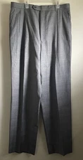 Men’s Dress Pants Size W34XL32 Gray Blue Plaid Pleated Front Pockets