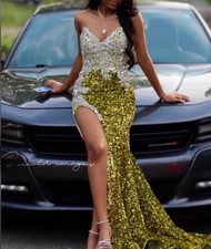 Gold and white sequin prom dress promdress only worn once bought for 2000