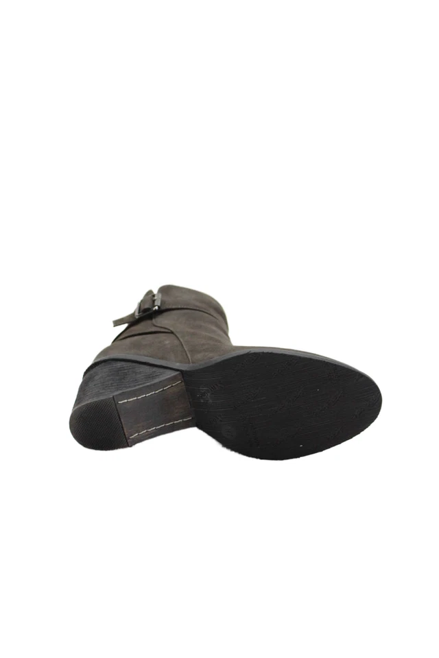 Antelope Womens Leather Buckled Strap Wedge Heeled Ankle Boots Gray Size 7 - Image 4 of 4