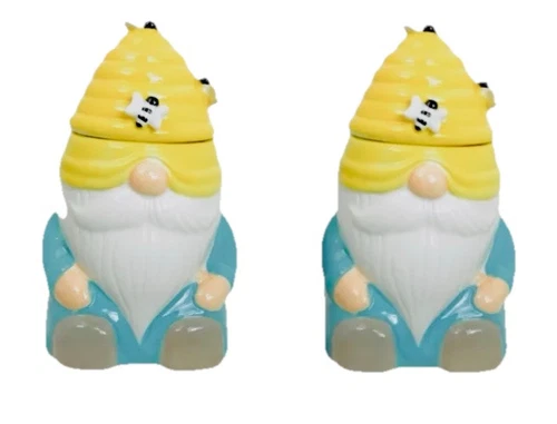 2 Martha Stewart Ceramic Gnome Beehive Candle Jar w Lid 20.5oz Vanilla Honey NWT - Picture 1 of 12