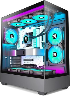 FOIFKIN F1 PC Gehäuse - Vorinstallierter 6 PWM ARGB-Lüfter, ATX Mid-Tower Gaming