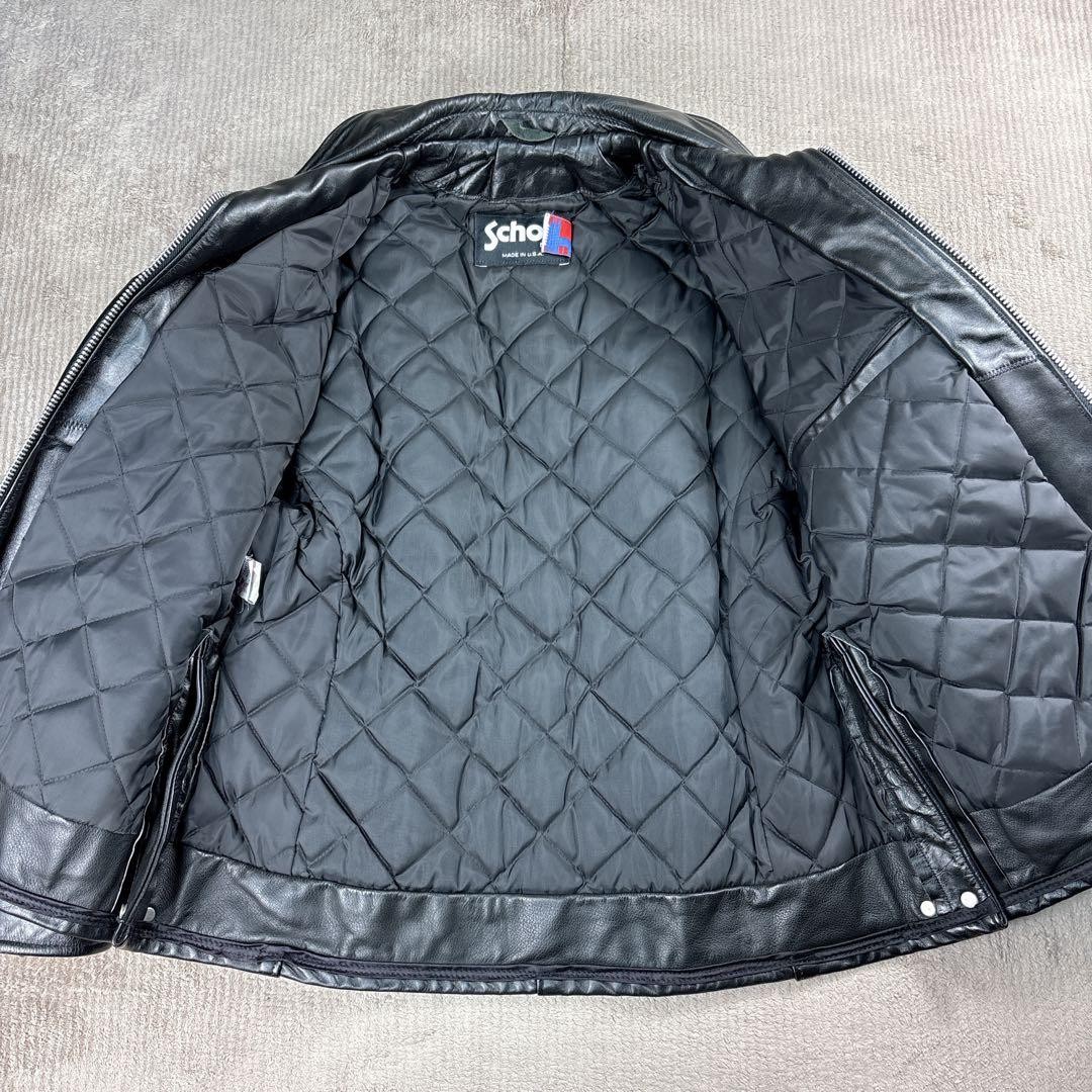 Schott Rare 42 Leather Police Jacket 602 Black Mens Military Style image 3