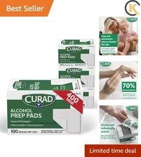 400 Individually Wrapped Alcohol Prep Pads - Essential First Aid Wipes, 4 Boxes