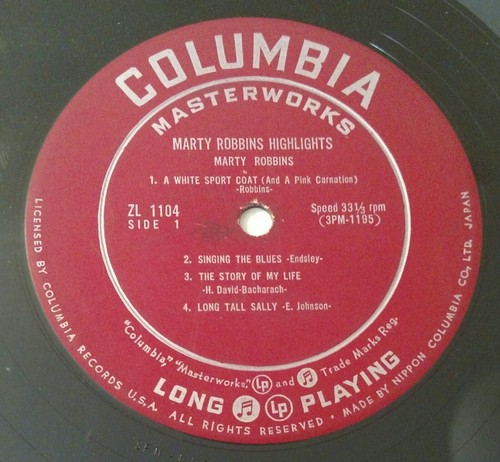 SUPER RARE LP Marty Robbins Highlights Japan import 10” ZL1104 Columbia Records - Picture 5 of 6