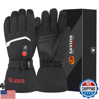 SAVIOR HEAT Heated Skiing Gloves for Men Women, 7.4V Electric Rechargeable Ba