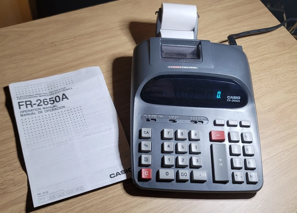 Casio FR-2650A Vintage Büro Tisch Druck Taschenrechner + Papierrollen (verpackt) - Bild 2 von 4