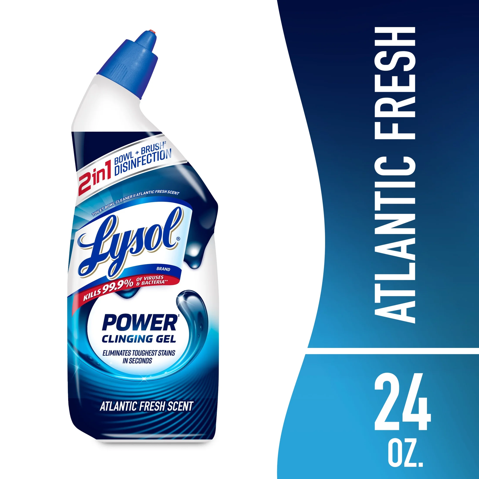 Lysol Power Toilet Bowl Cleaner Gels Atlantic Fresh 24 Fl Oz