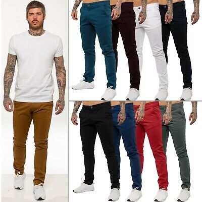 Enzo Mens Chino Trousers Slim Fit Stretch Cotton Jeans Pants All Waist Sizes