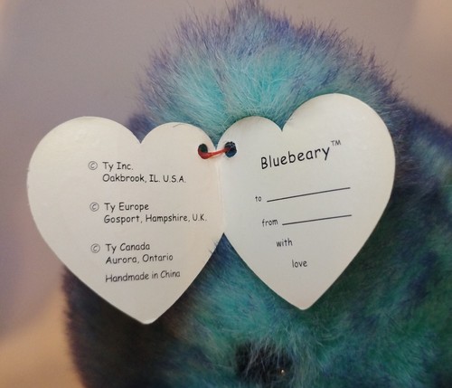 TY Classics BLUEBEARY Beanie Buddy Teddy Bear Plush Retired Stuffed Animal 14" - Picture 9 of 12