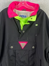Vintage Fera Jacket Mens Medium  Black Nylon Neon Ski Snowboard Snow