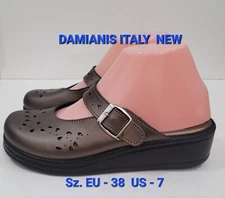 Damianis Italy Womens Mary Jane Comfort Leather Clogs Slides Sz.EU-38 US-7