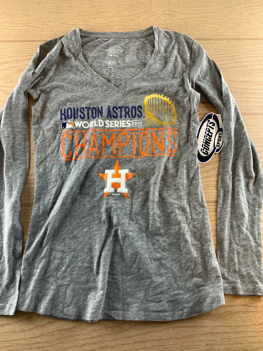 MLB Women's MLB Houston Astros Long Sleeve Crew Neck T-Shirt, Gray Sz  S New