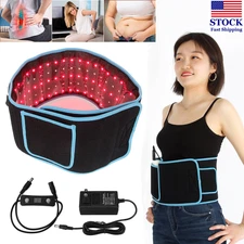 Electric Heating Vibration Massage Belt Pain Relief Red LED Light Therapy Device