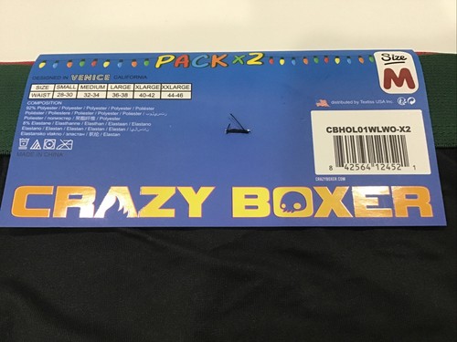 Crazy Boxer 2 Pack Sz M 32-34 Christmas Dogs In Wreaths + 1 Solid Black Mens NEW - Picture 5 of 5