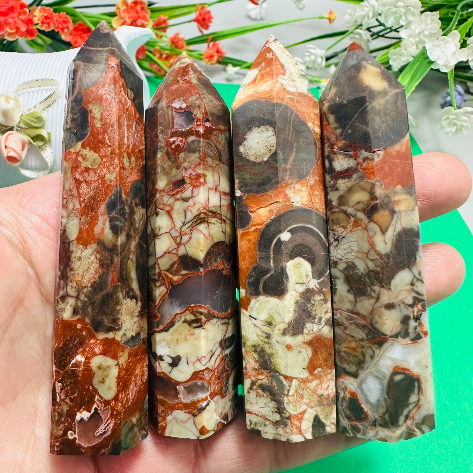 80g Natural Money Agate Obelisk Quartz Crystal Wand for Reiki Healing