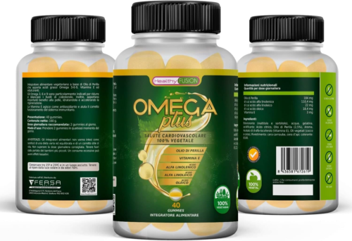 Omega plus Olio Di Perilla Vitamina E + Acidi Grassi Omega 3-6-9 40 Gummies Gust - Foto 1 di 8